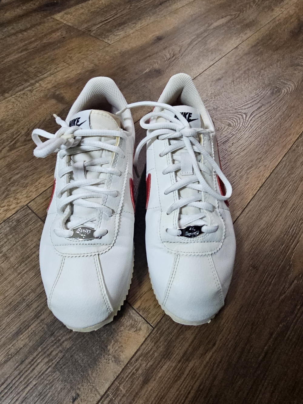 Nike Cortez Sneakers with White And  Red Swoosh and Blue Midsole Stripe - Picture 4 of 5